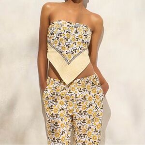 New J. Crew Cotton Yellow and White Floral Bandana Top